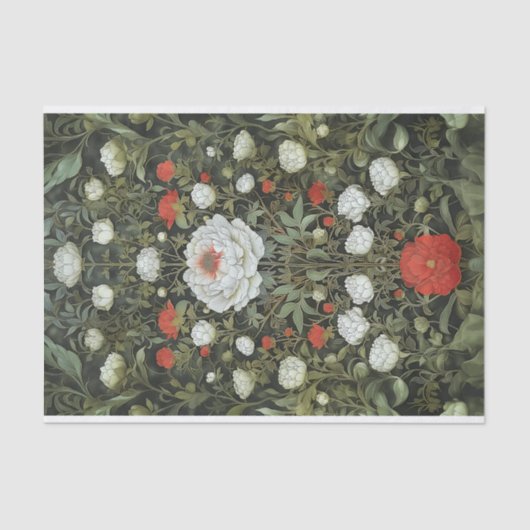 対称エレガント白い赤いフローラの切り離し157 薄葉紙 (正面)