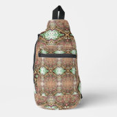 対称エレガント菱形線（茶色） スリングバッグ (正面)