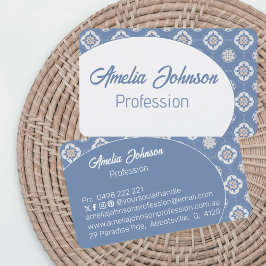 対称オレンジ色のフラワータイルパターン反転 名刺