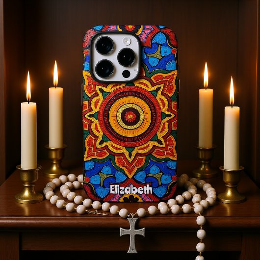対称カラフルフローラ付きマンダラパターン Case-Mate iPhoneケース