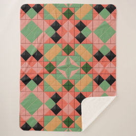対称カラフル正方形の幾何学的パターン シェルパブランケット