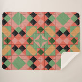 対称カラフル正方形の幾何学的パターン シェルパブランケット (正面(横))