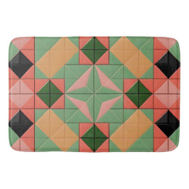 対称カラフル正方形の幾何学的パターン バスマット