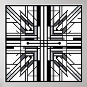 対称グリッドジオメトリ – 白黒抽象芸術L ポスター (正面)