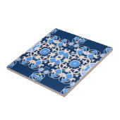 対称ジオメトリブルーと白華美色 タイル (側面)