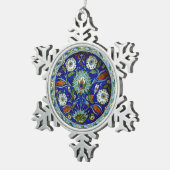 対称ターキッシュイズニクフローラチューリップモチーフ スノーフレークピューターオーナメント (右)