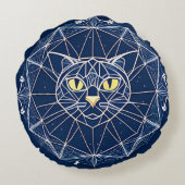 対称パターンを持つ幾何学的な猫デザイン ラウンドクッション (裏面)