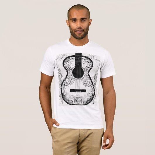 対称壊れたハートギターティー素晴らし – ラインインク Tシャツ (正面フル)