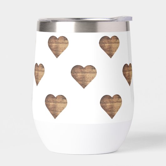 対称大型素朴茶色の木製ハート (左面)