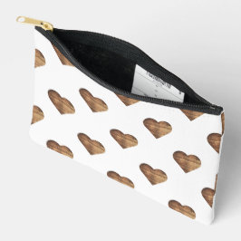 対称大型素朴茶色の木製ハート アクセサリーポーチ