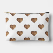 対称大型素朴茶色の木製ハート アクセサリーポーチ (正面)