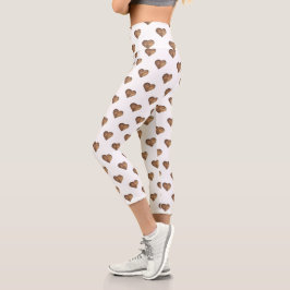 対称大型素朴茶色の木製ハート カプリレギンス