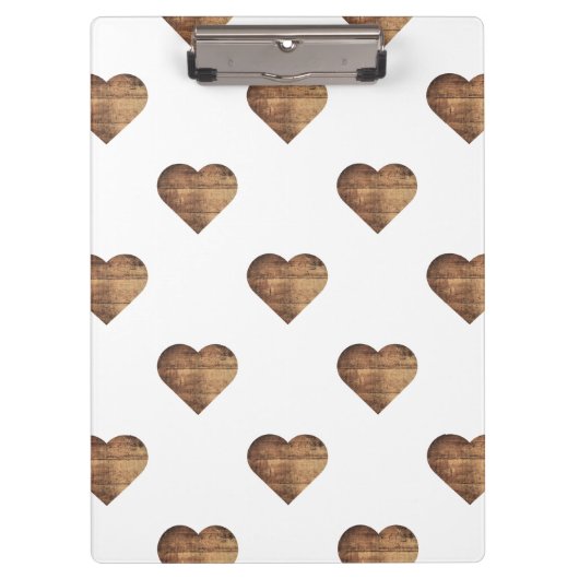 対称大型素朴茶色の木製ハート クリップボード (正面)