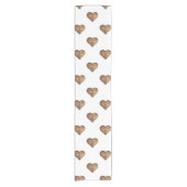 対称大型素朴茶色の木製ハート ショートテーブルランナー (正面)