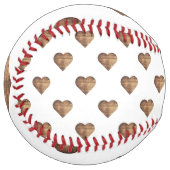 対称大型素朴茶色の木製ハート ソフトボール (正面左)