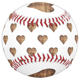 対称大型素朴茶色の木製ハート ソフトボール