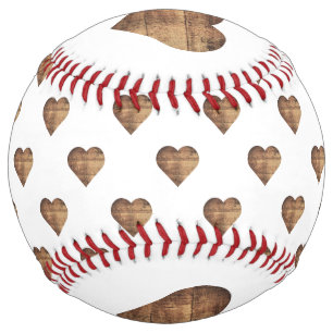 対称大型素朴茶色の木製ハート ソフトボール