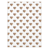 対称大型素朴茶色の木製ハート テーブルクロス (正面)