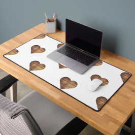 対称大型素朴茶色の木製ハート デスクマット