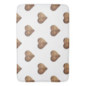 対称大型素朴茶色の木製ハート バスマット (正面縦)