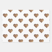 対称大型素朴茶色の木製ハート ラッピングペーパーシート (正面2)