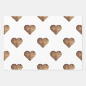 対称大型素朴茶色の木製ハート ラッピングペーパーシート (正面)