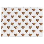 対称大型素朴茶色の木製ハート ラージペーパーバッグ (裏面)