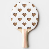 対称大型素朴茶色の木製ハート 卓球ラケット (正面)