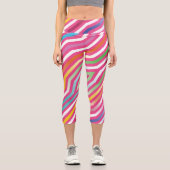 対称対角線ストライプの背景4 カプリレギンス (正面)