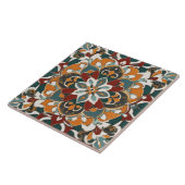 対称抽象芸術のティール(緑がかった色)黄色と赤 タイル (側面)