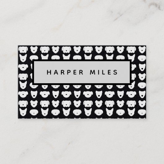 対称犬のロゴパターンブラック名刺 名刺 (正面)