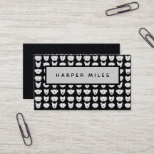 対称犬のロゴパターンブラック名刺