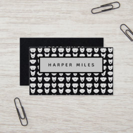 対称犬のロゴパターンブラック名刺 名刺