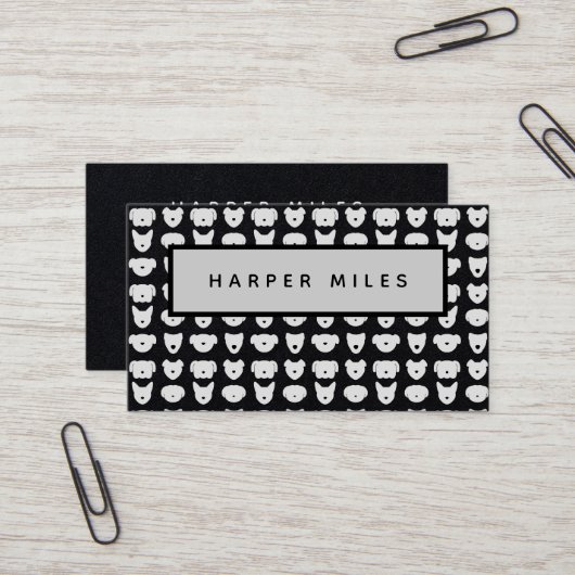 対称犬のロゴパターンブラック名刺 名刺 (正面/裏面インサイチュ)