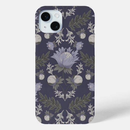 対称的なダークパープルの花柄 Case-Mate iPhoneケース (裏面)