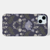 対称的なダークパープルの花柄 Case-Mate iPhoneケース (裏面 (横))