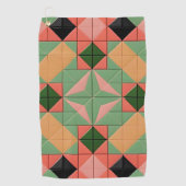対称的な四角形のカラフルな幾何学模様 ゴルフタオル (正面)