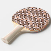対称的な茶色の五角形（ペンタゴン） with 破線の境界線 卓球ラケット (正面アングル)