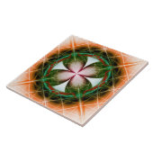 対称緑色花オーナメント タイル (側面)