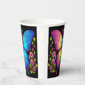 対称美しい：ピンクとブルーバタフライ 紙コップ (右)