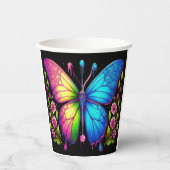 対称美しい：ピンクとブルーバタフライ 紙コップ (正面)