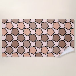 対称茶色の五角形(破線縁ど付き) ビーチタオル