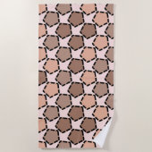 対称茶色の五角形(破線縁ど付き) ビーチタオル (正面)