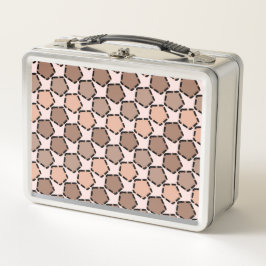 対称茶色の五角形(破線縁ど付き) メタルランチボックス