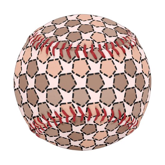 対称茶色の五角形(破線縁ど付き) 野球ボール (正面)