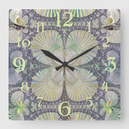 対称(十分に番号が付いている) スクエア壁時計 (正面)