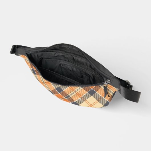 対角の格子柄、オレンジ、グレー、ピーチファニーパック ファニーパック (見開き)