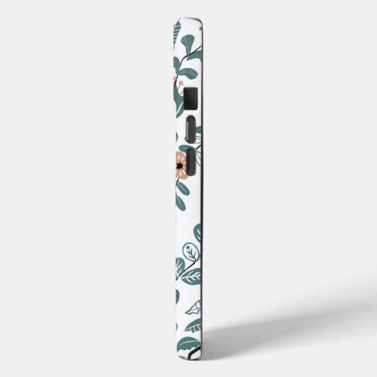 対角の植物ティール(緑がかった色)名花のパターン Case-Mate iPhoneケース (裏面 / 左)