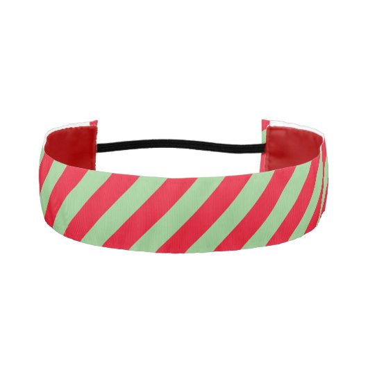 対角の緑と赤ストライプの アスレチックヘッドバンド (正面)