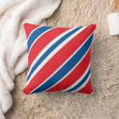 対角の赤と青のストライプ クッション (ブランケット)